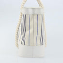 BURBERRY Hand Bag Canvas White Silver Auth YKZ477-4