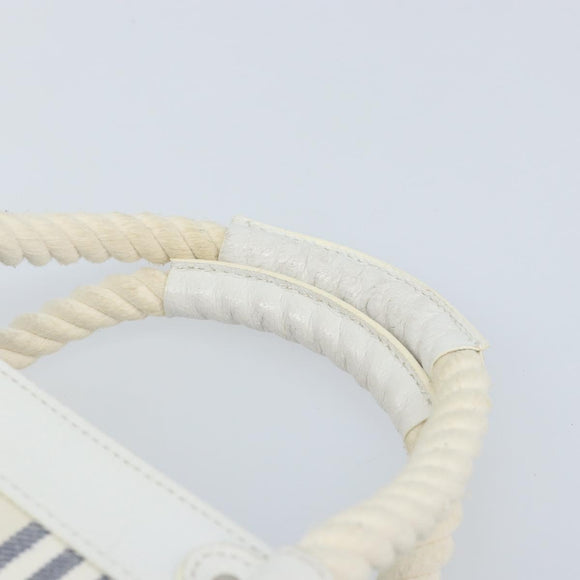 BURBERRY Hand Bag Canvas White Silver Auth YKZ477