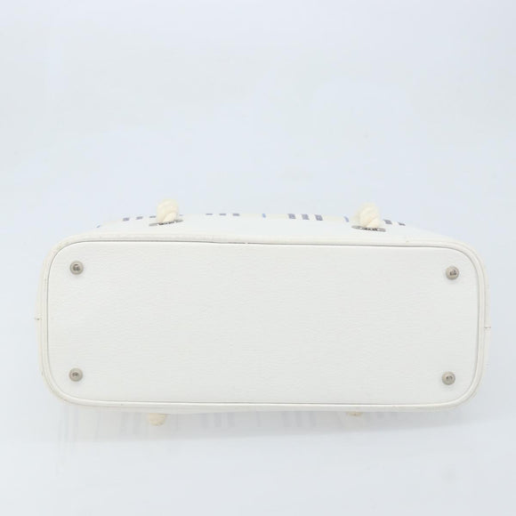 BURBERRY Hand Bag Canvas White Silver Auth YKZ477