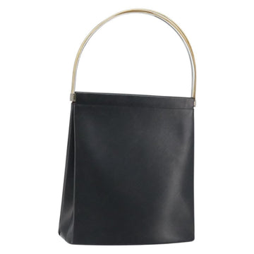 CARTIER Trinity Shoulder Bag Leather Black Gold Auth YKZ478A