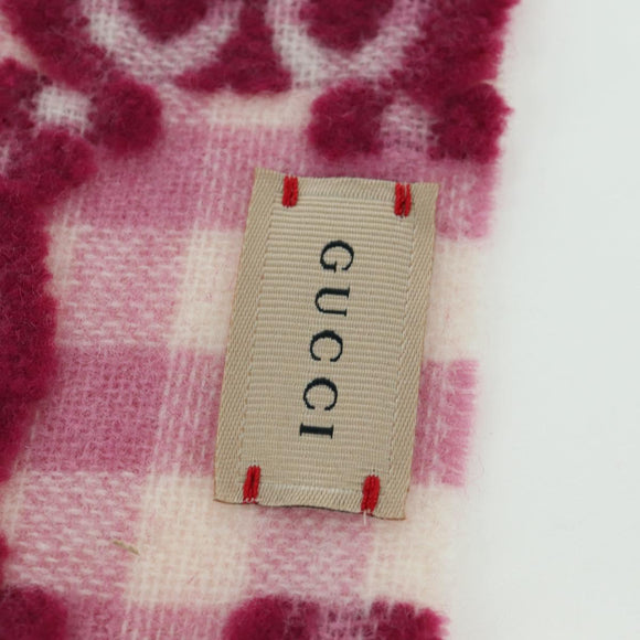 GUCCI GG Scarf Wool Pink Auth YKZ483M
