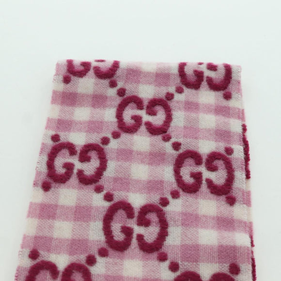 GUCCI GG Scarf Wool Pink Auth YKZ483M
