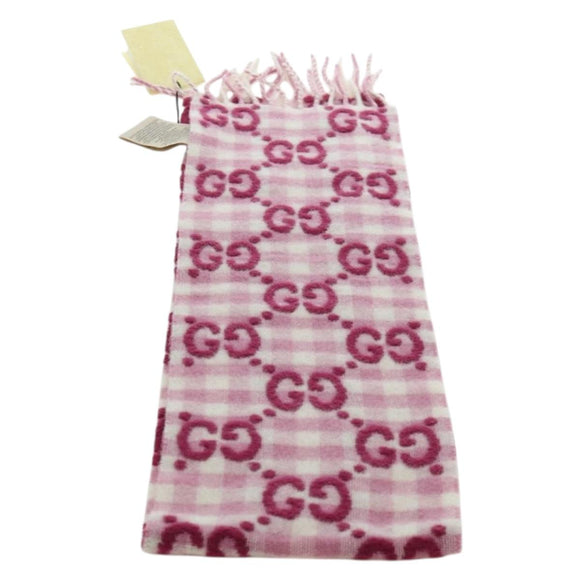 GUCCI GG Scarf Wool Pink Auth YKZ483M