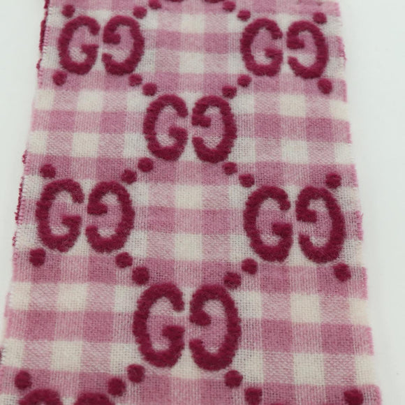 GUCCI GG Scarf Wool Pink Auth YKZ483M
