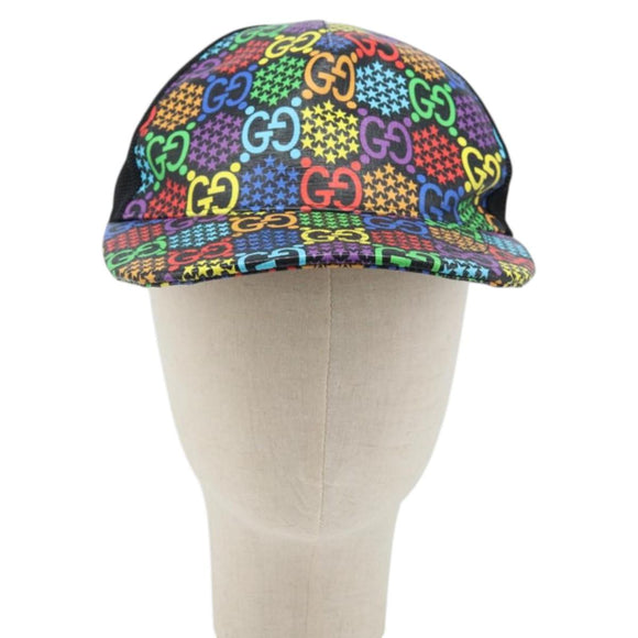 GUCCI GG Psychedelic Cap PVC Multicolor 517074 Auth YKZ486A