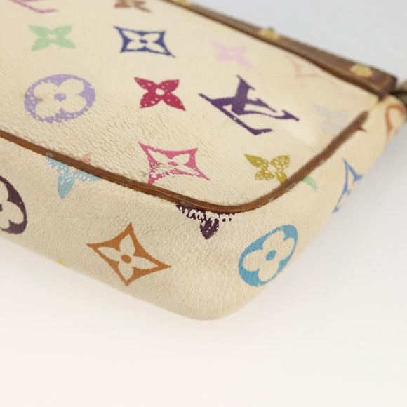 LOUIS VUITTON Multicolor Pochette Accessoires Pouch White M92649 Auth YKZ487