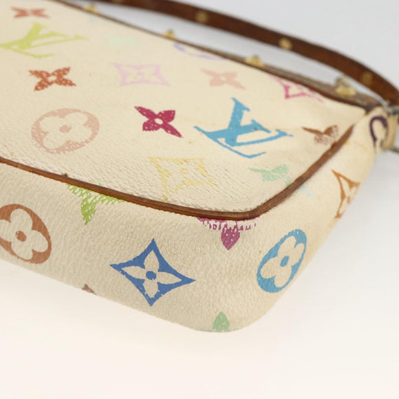 LOUIS VUITTON Multicolor Pochette Accessoires Pouch White M92649 Auth YKZ487