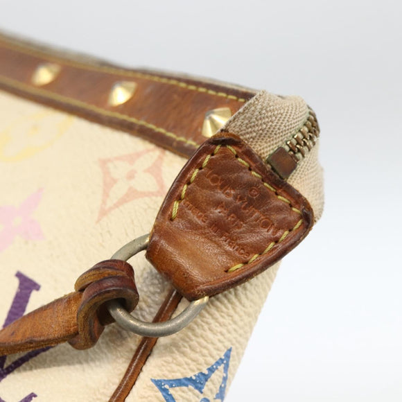 LOUIS VUITTON Multicolor Pochette Accessoires Pouch White M92649 Auth YKZ487