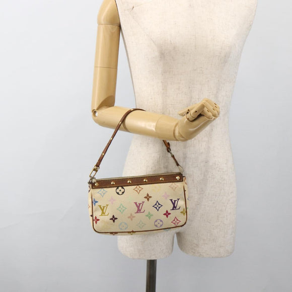 LOUIS VUITTON Multicolor Pochette Accessoires Pouch White M92649 Auth YKZ487