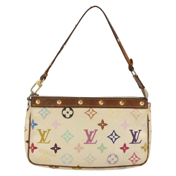 LOUIS VUITTON Multicolor Pochette Accessoires Pouch White M92649 Auth YKZ487