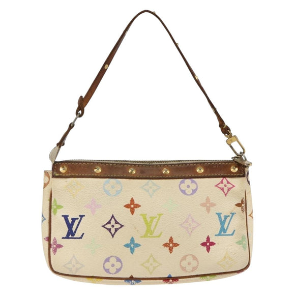 LOUIS VUITTON Multicolor Pochette Accessoires Pouch White M92649 Auth YKZ487