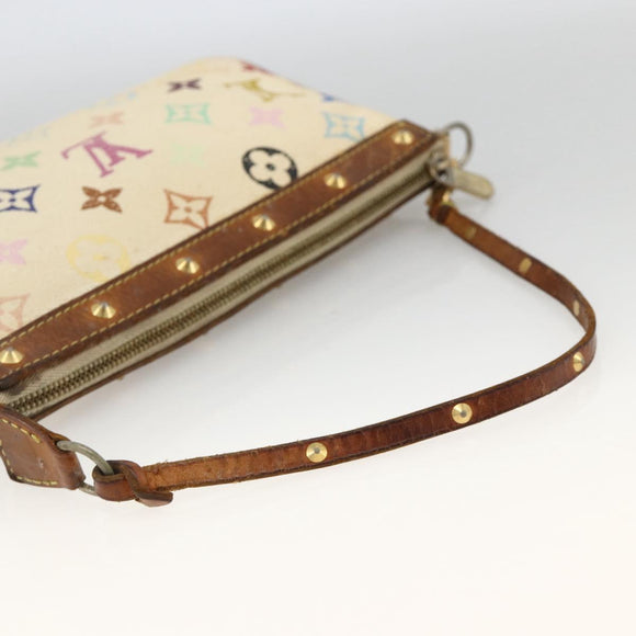 LOUIS VUITTON Multicolor Pochette Accessoires Pouch White M92649 Auth YKZ487