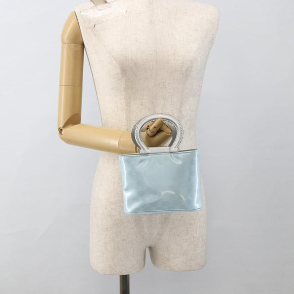 CELINE Macadam Canvas Hand Pouch Light Blue Auth YKZ501A