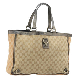 GUCCI GG Canvas Tote Bag Beige Gold 141472 Auth YKZ512A