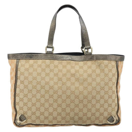 GUCCI GG Canvas Tote Bag Beige Gold 141472 Auth YKZ512A - 0