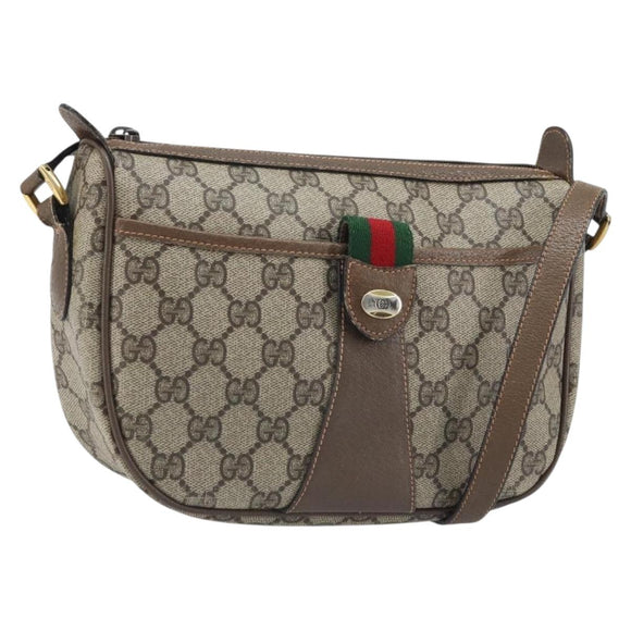 GUCCI GG Supreme Web Sherry Line Bag PVC Beige Gold 89 02 032 Auth YKZ514