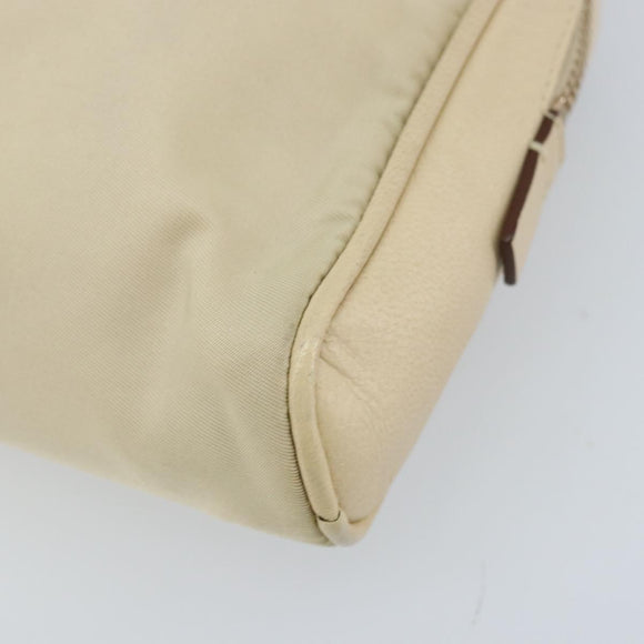 PRADA Hand Bag Nylon Beige Gold Auth YKZ516