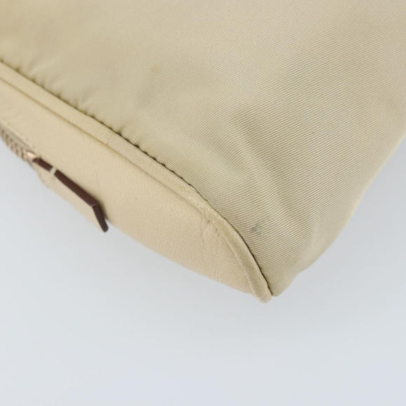 PRADA Hand Bag Nylon Beige Gold Auth YKZ516