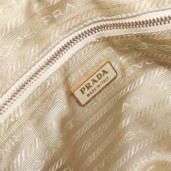 PRADA Hand Bag Nylon Beige Gold Auth YKZ516