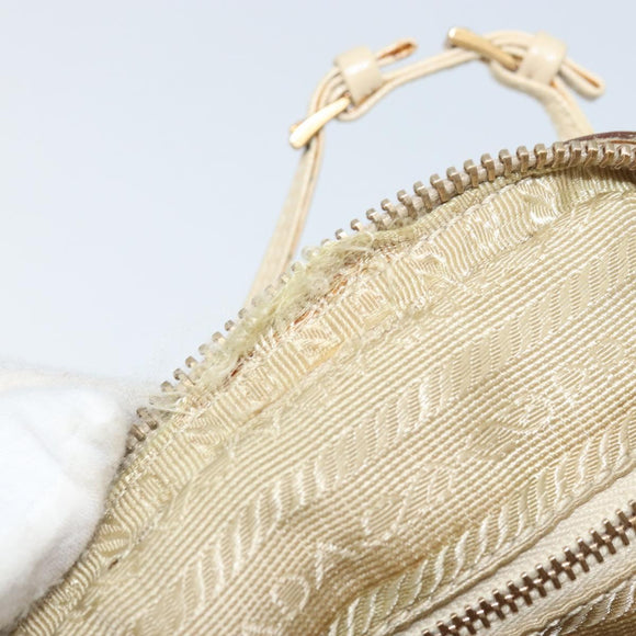 PRADA Hand Bag Nylon Beige Gold Auth YKZ516