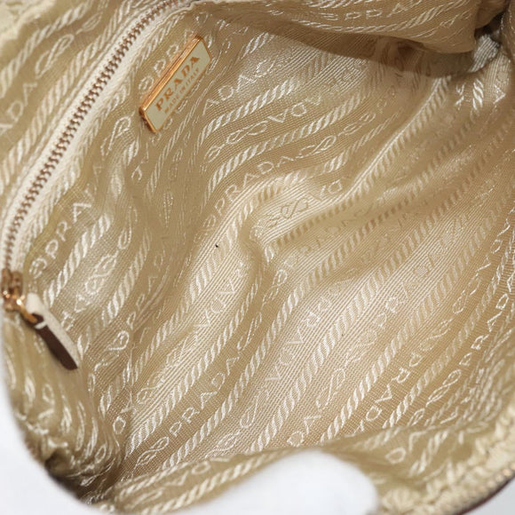 PRADA Hand Bag Nylon Beige Gold Auth YKZ516