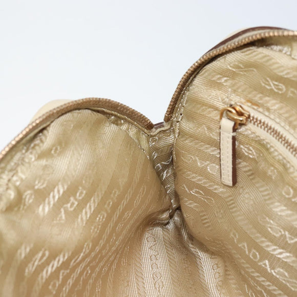 PRADA Hand Bag Nylon Beige Gold Auth YKZ516