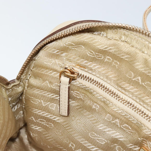 PRADA Hand Bag Nylon Beige Gold Auth YKZ516