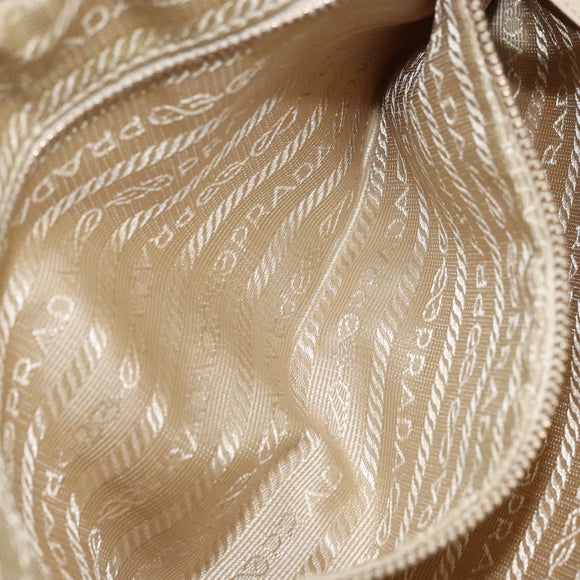 PRADA Hand Bag Nylon Beige Gold Auth YKZ516