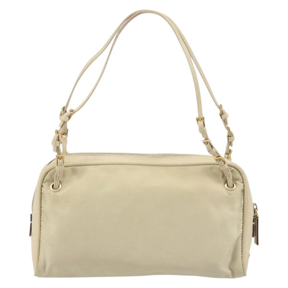 PRADA Hand Bag Nylon Beige Gold Auth YKZ516