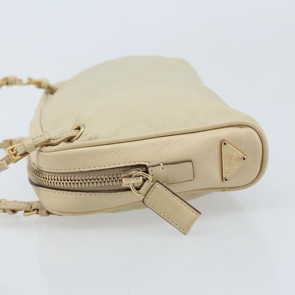 PRADA Hand Bag Nylon Beige Gold Auth YKZ516