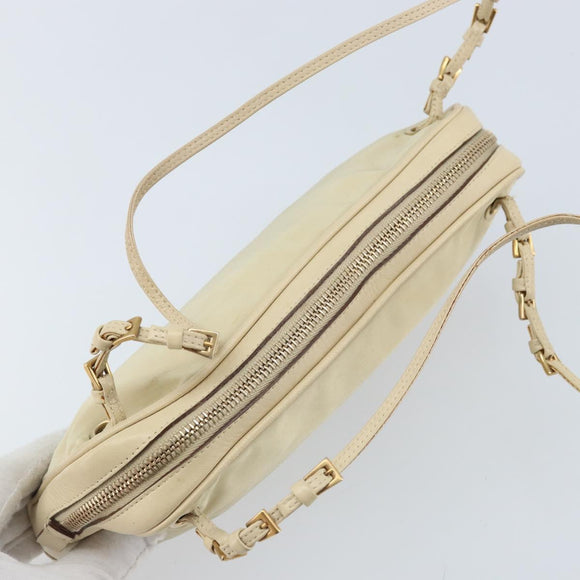 PRADA Hand Bag Nylon Beige Gold Auth YKZ516