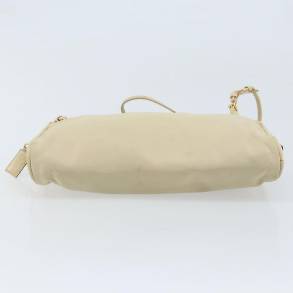 PRADA Hand Bag Nylon Beige Gold Auth YKZ516