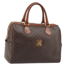 CELINE Macadam Canvas Boston Bag PVC Leather Brown Gold Auth YKZ518-1