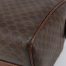 CELINE Macadam Canvas Boston Bag PVC Leather Brown Gold Auth YKZ518-9