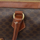 CELINE Macadam Canvas Boston Bag PVC Leather Brown Gold Auth YKZ518-10