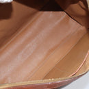 CELINE Macadam Canvas Boston Bag PVC Leather Brown Gold Auth YKZ518-11
