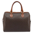 CELINE Macadam Canvas Boston Bag PVC Leather Brown Gold Auth YKZ518-2