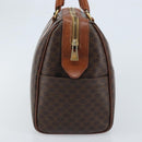 CELINE Macadam Canvas Boston Bag PVC Leather Brown Gold Auth YKZ518-3