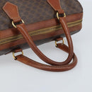 CELINE Macadam Canvas Boston Bag PVC Leather Brown Gold Auth YKZ518-7