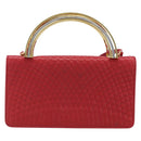 BALLY Hand Bag Leather 2way Red Gold Auth YKZ519A-2