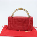 BALLY Hand Bag Leather 2way Red Gold Auth YKZ519A-26