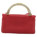 BALLY Hand Bag Leather 2way Red Gold Auth YKZ519A-3