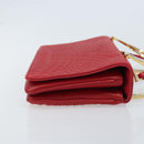 BALLY Hand Bag Leather 2way Red Gold Auth YKZ519A-4