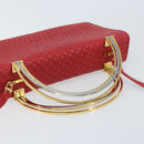 BALLY Hand Bag Leather 2way Red Gold Auth YKZ519A-7