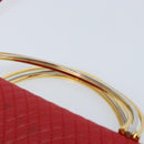 BALLY Hand Bag Leather 2way Red Gold Auth YKZ519A-8