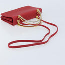 BALLY Hand Bag Leather 2way Red Gold Auth YKZ519A-9