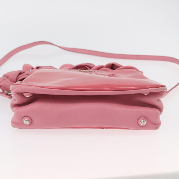 Miu Miu Hand Bag Patent leather 2way Pink Silver Auth YKZ520