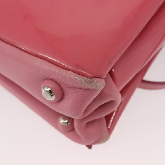 Miu Miu Hand Bag Patent leather 2way Pink Silver Auth YKZ520