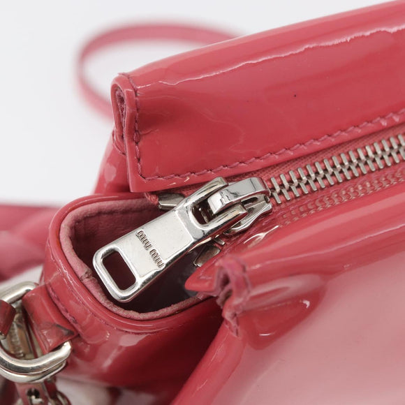 Miu Miu Hand Bag Patent leather 2way Pink Silver Auth YKZ520