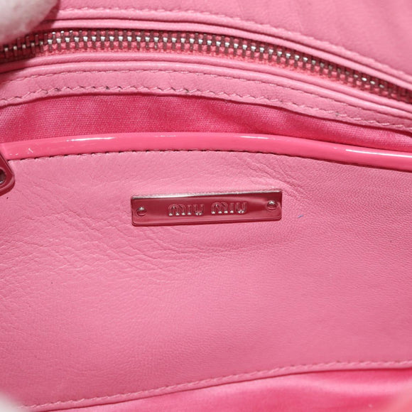 Miu Miu Hand Bag Patent leather 2way Pink Silver Auth YKZ520